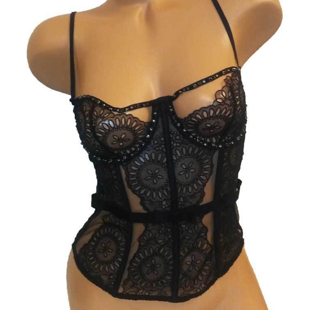 Victoria's Secret Bustier Corset 36D Rhinestones